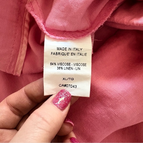 Via Bovio Wide Leg Linen Blend Pink Pants High Rise Vacation Travel Italy Sz XL - Picture 8 of 15